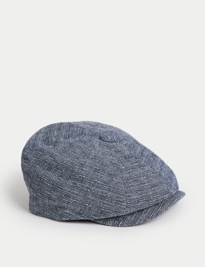 Linen Cotton Blend Baker Boy Hat